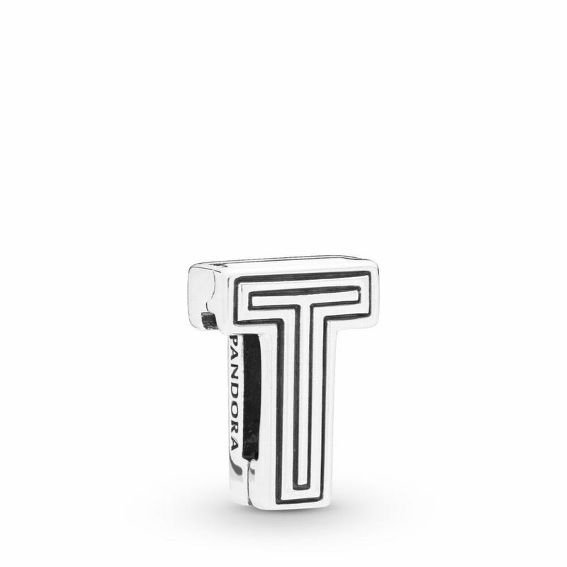 Pandora Reflexions™ Letter T Clip Charm - Sterling Silver/Silicone - Canada | HM8351RG